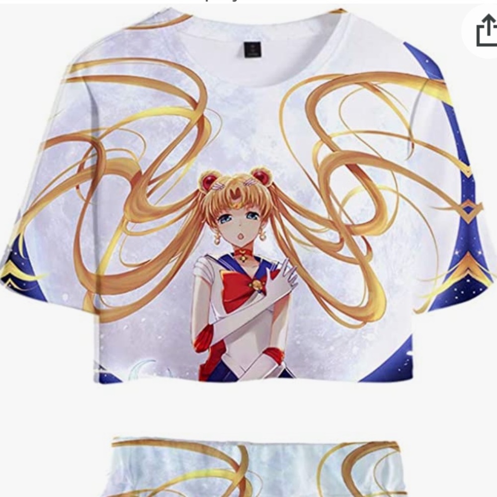 Sailor Moon Bishoujo Senshi white gym wear crop top 3x